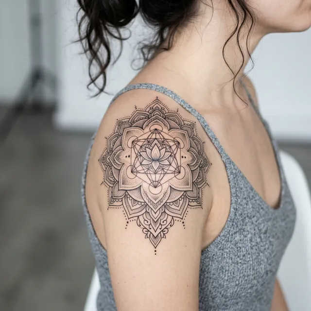 Geometric mandala tattoo